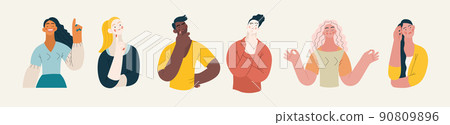 People portrait - Thinking people set-Modern flat vector concept illustration of a young people thinking about something, half-length portrait, user avatar. Creative landing web page template People portrait - Thinking people set-Modern flat vector concept illustration of a young people thinking about something, half-length portrait, user avatar. Creative landing web page template 90809896
