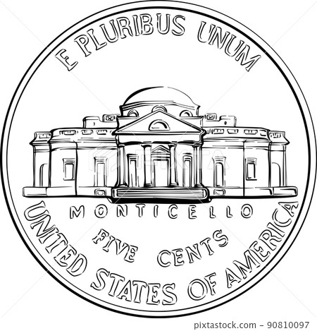 Vector American money coin five cents 90810097