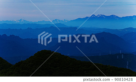 Gunma Prefecture Mt. Haruna Superb view from the summit of Mt. Haruna Fuji Southern Alps and Yatsugatake distant view 90810428