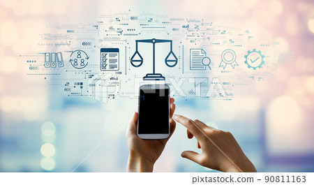 Legal advice service concept with person using smartphone 90811163