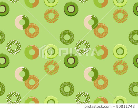 Donut illustration pattern background, green 90811748