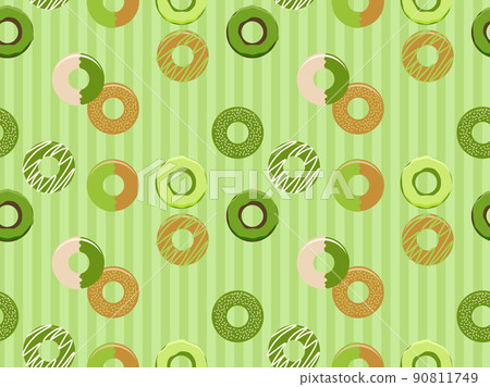 Donut illustration pattern background, green 90811749