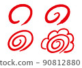 畫筆式花圈，帶圓圈標記/白色背景的圖標集 90812880