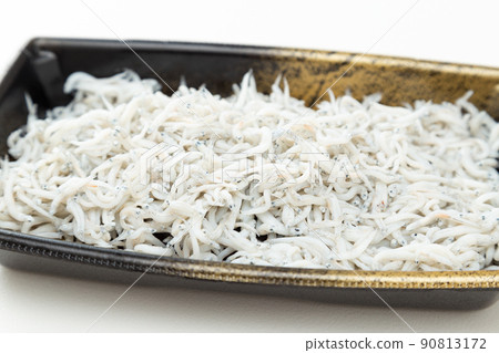 Shirasu whitebait in a plastic tray 90813172