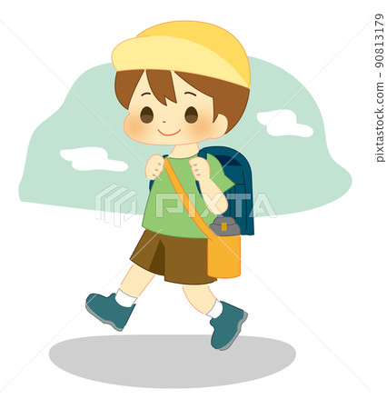 小學生背著書包和水瓶走路 小學生背著書包和水瓶走路 90813179