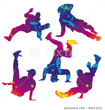 Breakin silhouette colorful Breakin silhouette colorful 90813241