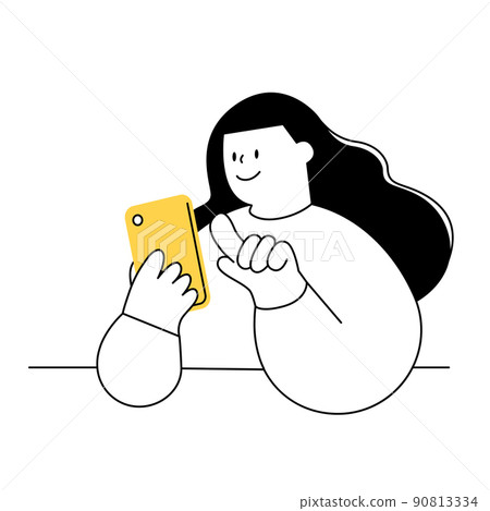 Vector illustration of a woman operating a mobile phone. 90813334