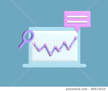 3D Business Graph on the laptop screen with for the research and planning 90813610