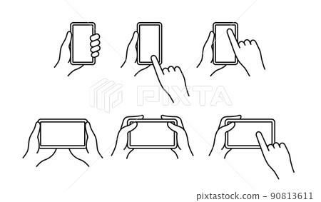 Illustration of operating a smartphone 90813611