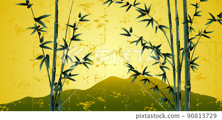 Gold folding screen bamboo label Gold folding screen bamboo label 90813729