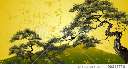 Gold folding screen pine label Gold folding screen pine label 90813730