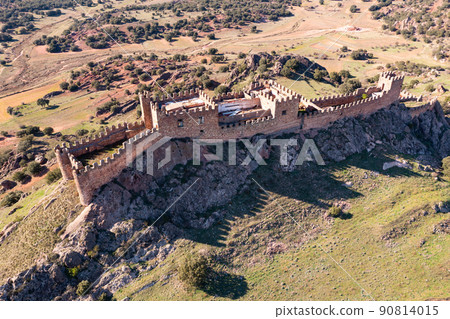 Ruins of Castle of Riba de Santiuste from above Ruins of Castle of Riba de Santiuste from above 90814015