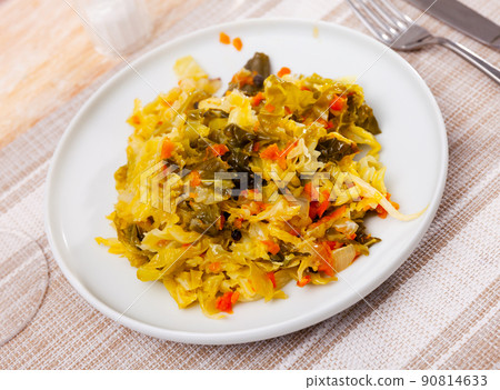 Popular dish of Russian cuisine stewed cabbage Popular dish of Russian cuisine stewed cabbage 90814633