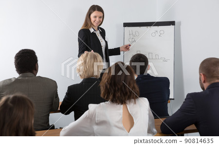 Young woman speaking on business meeting Young woman speaking on business meeting 90814635
