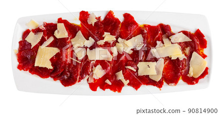 Carpaccio and cheese served on plate Carpaccio and cheese served on plate 90814900