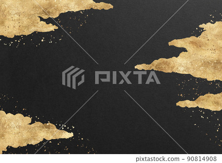 Retro Japanese style gold leaf sea of clouds frame background texture Retro Japanese style gold leaf sea of clouds frame background texture 90814908