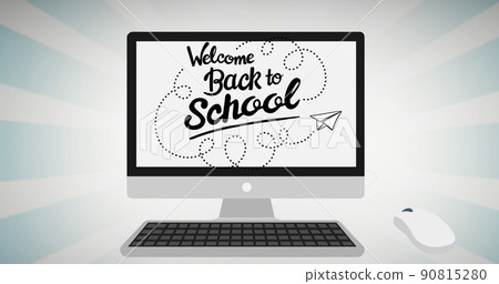Welcome Written On Computer Illustration of welcome back to school text and... - Stock Illustration ...