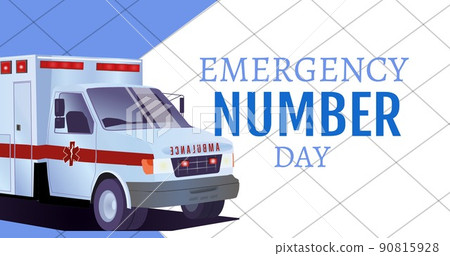 Illustration of emergency number day text and ambulance, copy space Illustration of emergency number day text and ambulance, copy space 90815928