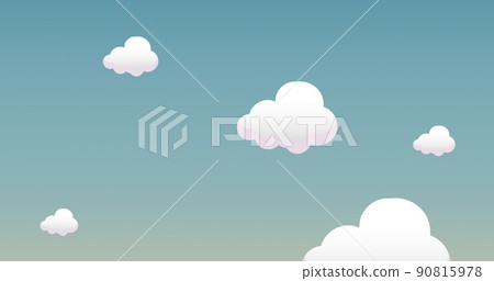 Vector image of white clouds on blue background, copy space 90815978
