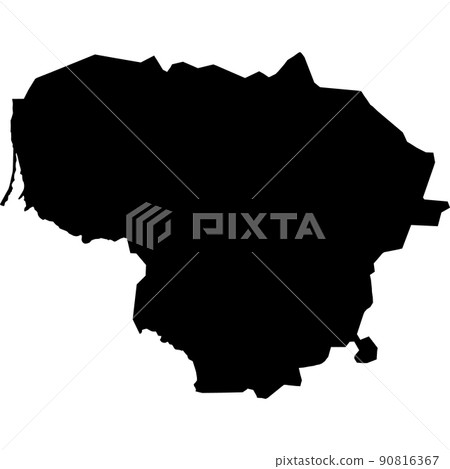 Lithuania flag map on white background. Lithuania vector map silhouette. flat style. 90816367