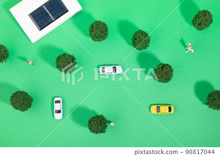 protection of the environment, automotive model and miniature person photovoltaic model photo 90817044