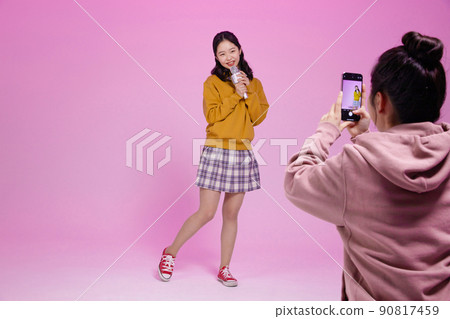 mz generation, asian girl students who shoot short forms photos images 90817459