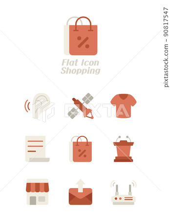 shopping, flat color vector icon 90817547