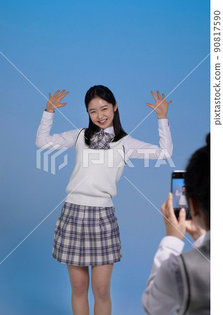mz generation, asian girl students who shoot short forms photos images 90817590