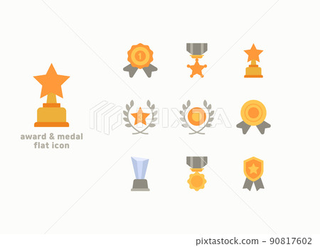 flat eicon, awards and medal vector icon 90817602