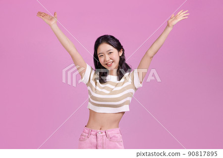 mz generation, asian girl student photo image posing for lived 90817895