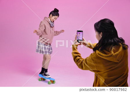 mz generation, asian girl students who shoot short forms photos images 90817982