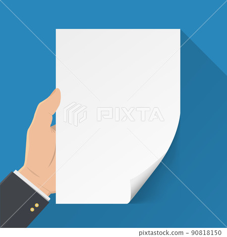 Hand holding blank sheet of paper. Template... - Stock Illustration ...
