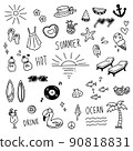 Summer motif mini illustration set 90818831