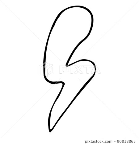 Lighting bolt symbol in doodle style power simple abstract sign isolated on white background. Web, hipster 90818863