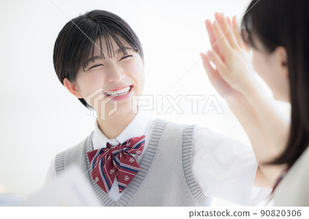 High school student who is pleased to see the result of the mock test with friends "LINK FOREST" High school student who is pleased to see the result of the mock test with friends "LINK FOREST" 90820306