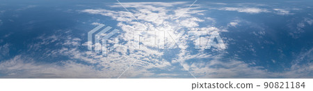 Blue sky panorama with Cumulus clouds. Seamless hdr 360 degree pano in spherical equirectangular format. Complete zenith for 3D visualization, game and sky replacement for aerial drone 360 panoramas. Blue sky panorama with Cumulus clouds. Seamless hdr 360 degree pano in spherical equirectangular format. Complete zenith for 3D visualization, game and sky replacement for aerial drone 360 panoramas. 90821184