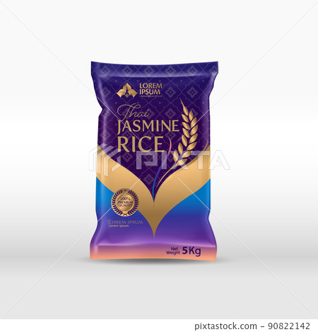 Rice Package Mockup Thailand food Products, vector illustration 90822142