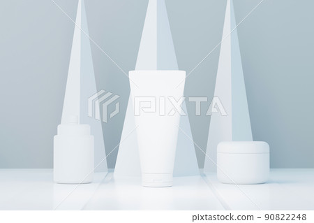 3d render of blank cosmetics skincare product or packaging for mock up. Beauty soap and spa concept. Lotion oil moisture for skin health. Premium and luxury design for branding. 90822248