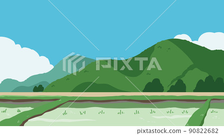 Rice fields and mountains blue sky 90822682