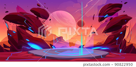 Fantastic landscape of alien planet with rocks Fantastic landscape of alien planet with rocks 90822950