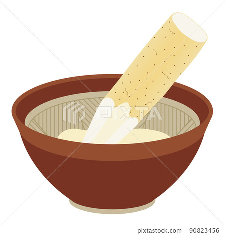 Illustration of rubbing yam with a mortar Illustration of rubbing yam with a mortar 90823456