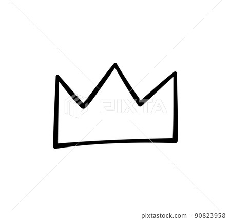 Hand drawn doodle crown. King crown sketch. Majestic tiara. King and queen royal diadem. Vector illustration isolated in doodle style on white background 90823958
