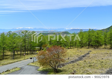 Marchen Road (R299) A distant view of the Northern Alps from the Hinata Kiba Observatory on the Tateshina side Marchen Road (R299) A distant view of the Northern Alps from the Hinata Kiba Observatory on the Tateshina side 90823978