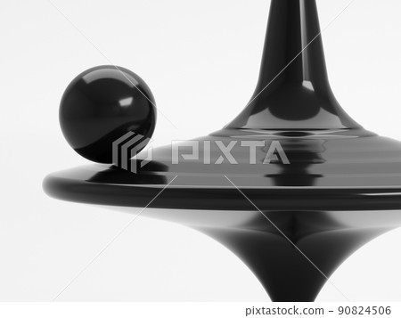 Shiny black whirligig with a sphere on it, close up 3d 90824506
