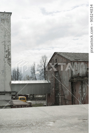 old factory yard. April. view from the roof 90824834