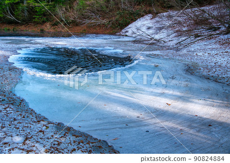在岸的雪場面 90824884