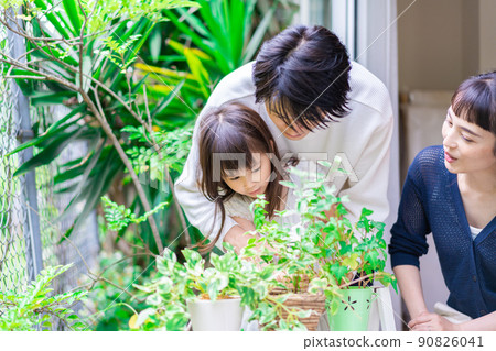 Family gardening with children 90826041