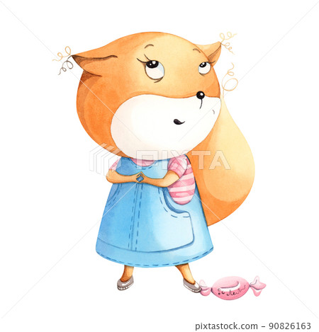Cute fox. Poster for baby room. Childish print for nursery. Design can be used for fashion t-shirt, greeting card, baby shower Cute fox. Poster for baby room. Childish print for nursery. Design can be used for fashion t-shirt, greeting card, baby shower 90826163