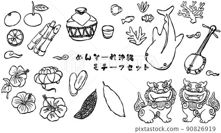沖繩主題集單色線描 沖繩主題集單色線描 90826919