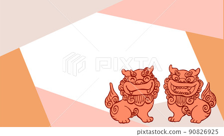 Okinawa motif frame shisa Okinawa motif frame shisa 90826925
